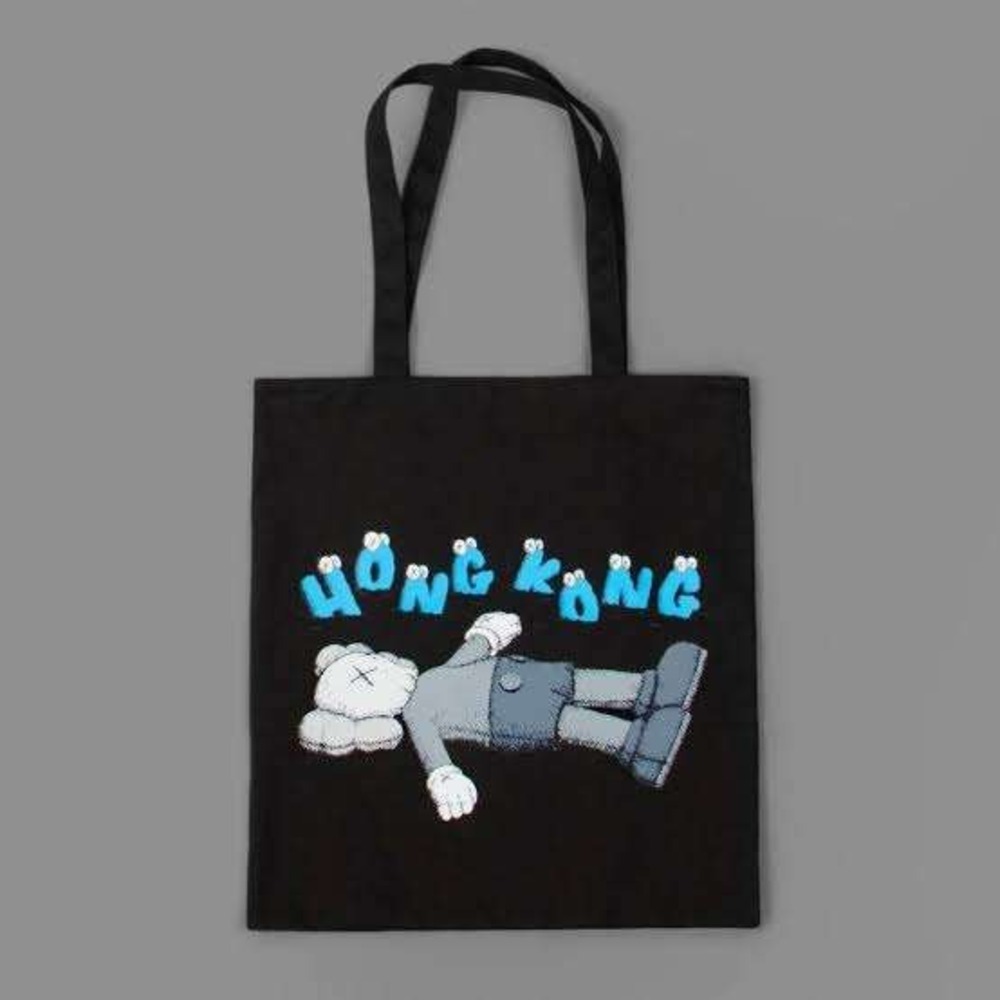 KAWS Holiday Hong Kong Limited Edition Companion Canvas Tote Bag Black NWT 2019